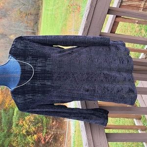 Rebecca Malone Black Velour Long Sleeve Top L